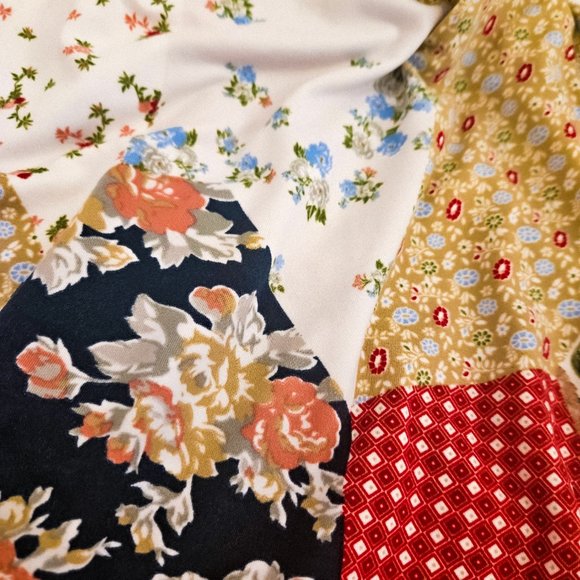 Urban Outfitters Patchwork Floral Midi Dress - Red, Blue, Cream - Picture 2 of 6